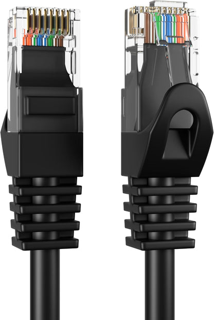 75Ft Black Cat5E Ethernet Network Patch Cable Internet Wire for Modem, Router, Pc, TV, Consoles